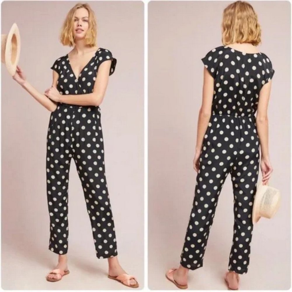 🖤 NEW Anthropologie Corey Lynn Calter Polka Dot Wrap Jumpsuit XL